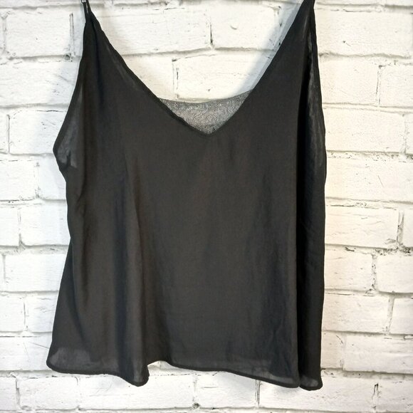 FREE PEOPLE CAMI, BLACK WITH LACY INSERT, SPAGHETTI STRAPS , SIZE SMALL, NWT - Picture 7 of 7